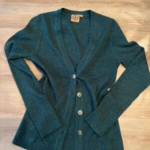 Tory Burch Deep Teal Cardigan Sweater